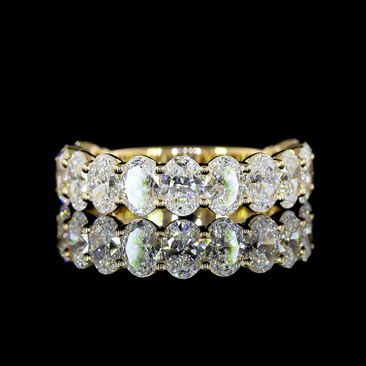 2.94 CTTW Oval Lab Diamond 3/4 Eternity Band Sz. 6.5 14k Yellow Gold E Color and VS Clarity jewelry-spot-usa
