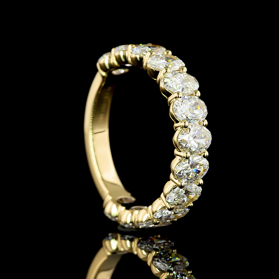 2.94 CTTW Oval Lab Diamond 3/4 Eternity Band Sz. 6.5 14k Yellow Gold (E Color and VS Clarity)