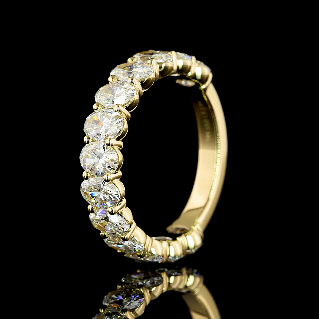 2.94 CTTW Oval Lab Diamond 3/4 Eternity Band Sz. 6.5 14k Yellow Gold (E Color and VS Clarity)