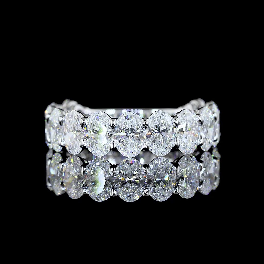 4.03 CTTW Oval Lab Diamond 3/4 Eternity Band Sz. 6.5 14k White Gold (E Color and VS Clarity)