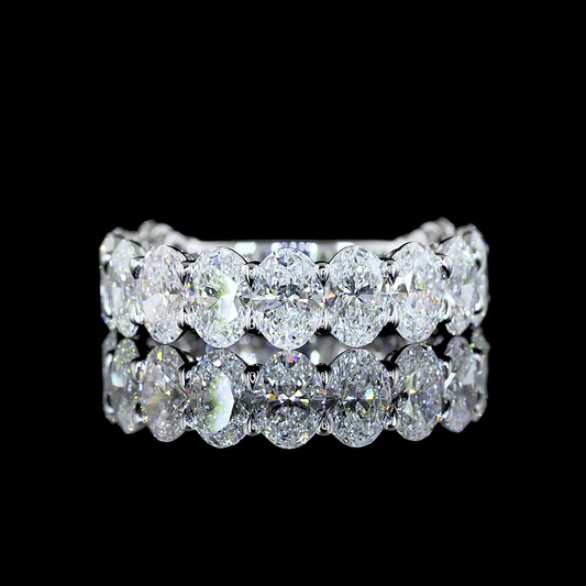 4.03 CTTW Oval Lab Diamond 3/4 Eternity Band Sz. 6.5 14k White Gold (E Color and VS Clarity)