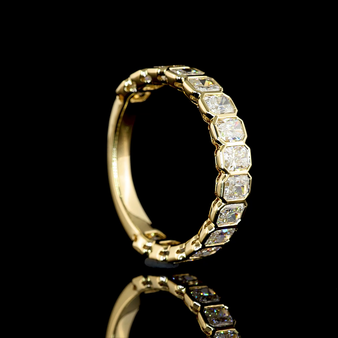 1.94 CTTW Radiant Lab Diamond 3/4 Eternity Band Sz. 6.5 14k Yellow Gold (E Color and VS1 Clarity)