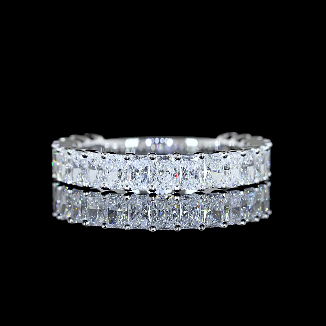 1.97 CTTW Radiant Lab Diamond 3/4 Eternity Band Sz. 6.5 14k White Gold (E Color and VS Clarity)