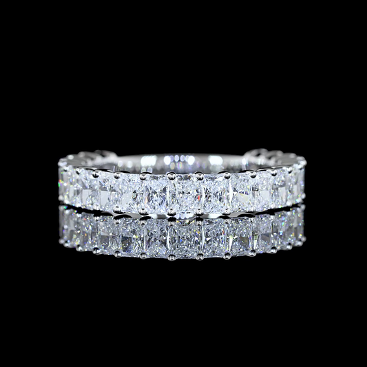 1.97 CTTW Radiant Lab Diamond 3/4 Eternity Band Sz. 6.5 14k White Gold (E Color and VS Clarity)