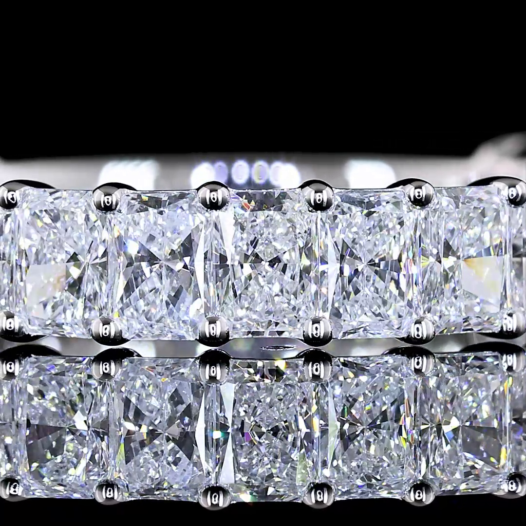 1.97 CTTW Radiant Lab Diamond 3/4 Eternity Band Sz. 6.5 14k White Gold (E Color and VS Clarity)
