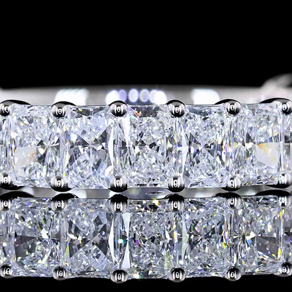 1.97 CTTW Radiant Lab Diamond 3/4 Eternity Band Sz. 6.5 14k White Gold (E Color and VS Clarity)