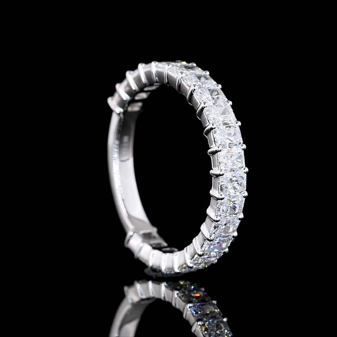 1.97 CTTW Radiant Lab Diamond 3/4 Eternity Band Sz. 6.5 14k White Gold (E Color and VS Clarity)