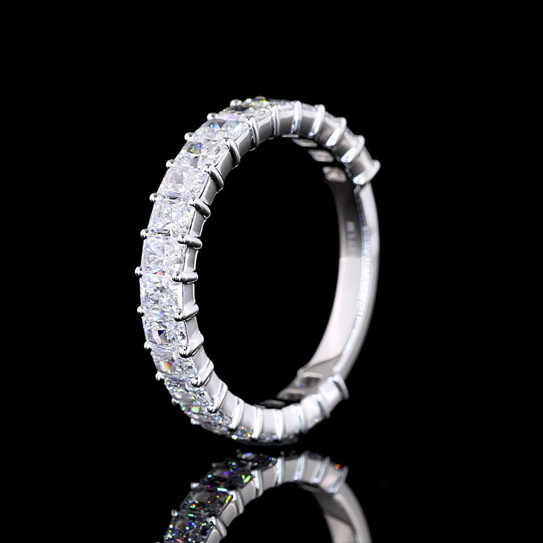 1.97 CTTW Radiant Lab Diamond 3/4 Eternity Band Sz. 6.5 14k White Gold (E Color and VS Clarity)