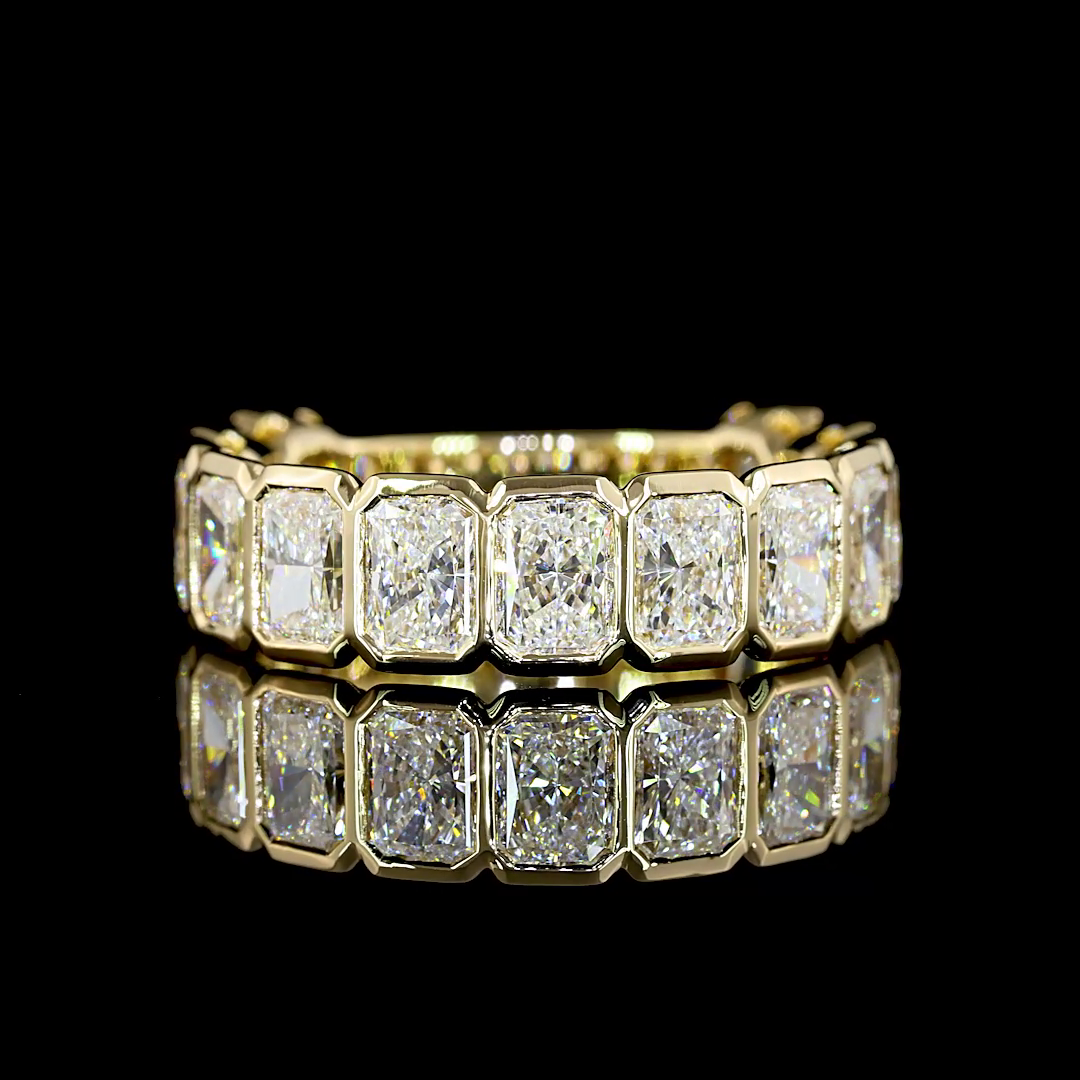 4.07 CTTW Radiant Lab Diamond 3/4 Eternity Band Sz. 6.5 14k Yellow Gold (E Color and VS Clarity)