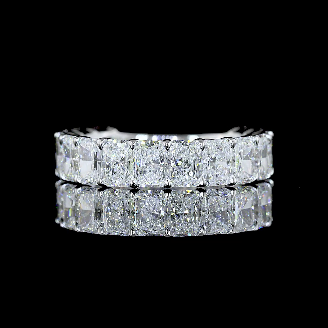 2.86 CTTW Radiant Lab Diamond 3/4 Eternity Band Sz. 6.5 14k White Gold (E Color and VS Clarity)