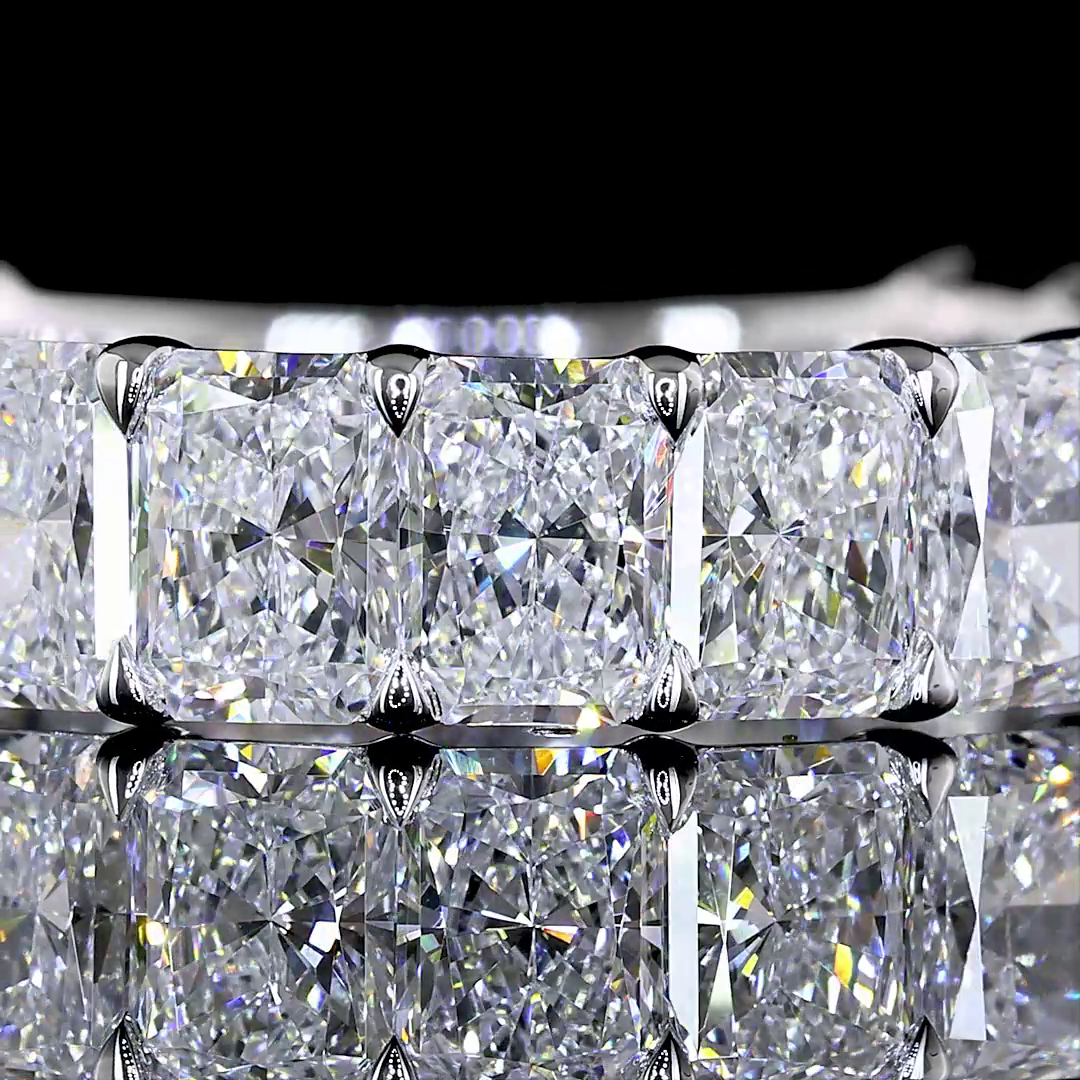 2.86 CTTW Radiant Lab Diamond 3/4 Eternity Band Sz. 6.5 14k White Gold (E Color and VS Clarity)