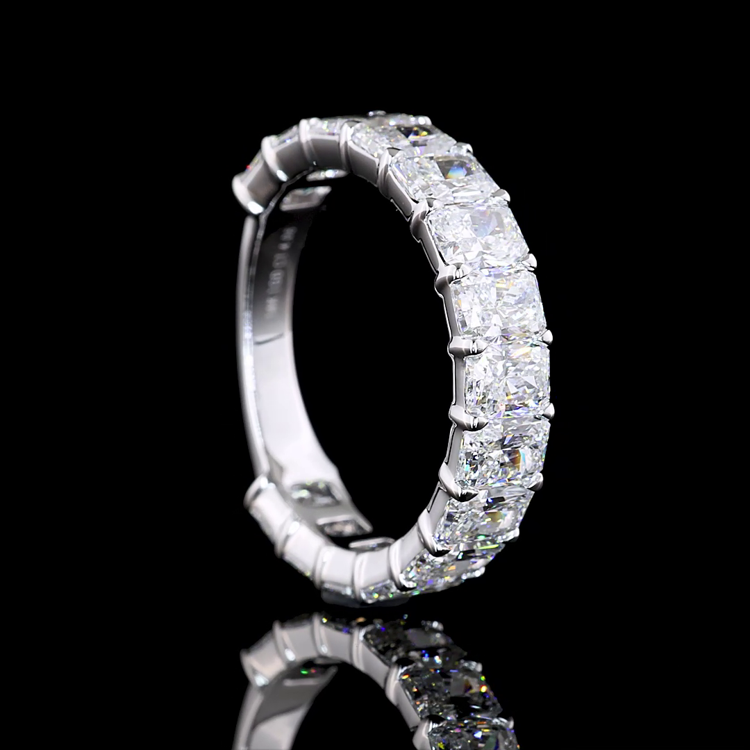 2.86 CTTW Radiant Lab Diamond 3/4 Eternity Band Sz. 6.5 14k White Gold (E Color and VS Clarity)