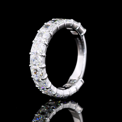 2.86 CTTW Radiant Lab Diamond 3/4 Eternity Band Sz. 6.5 14k White Gold (E Color and VS Clarity)