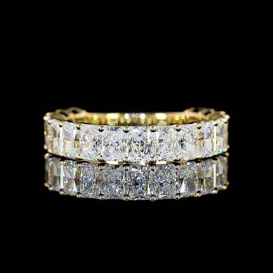 2.99 CTTW Radiant Lab Diamond 3/4 Eternity Band Sz. 6.5 14k Yellow Gold (F Color and VS1 Clarity)