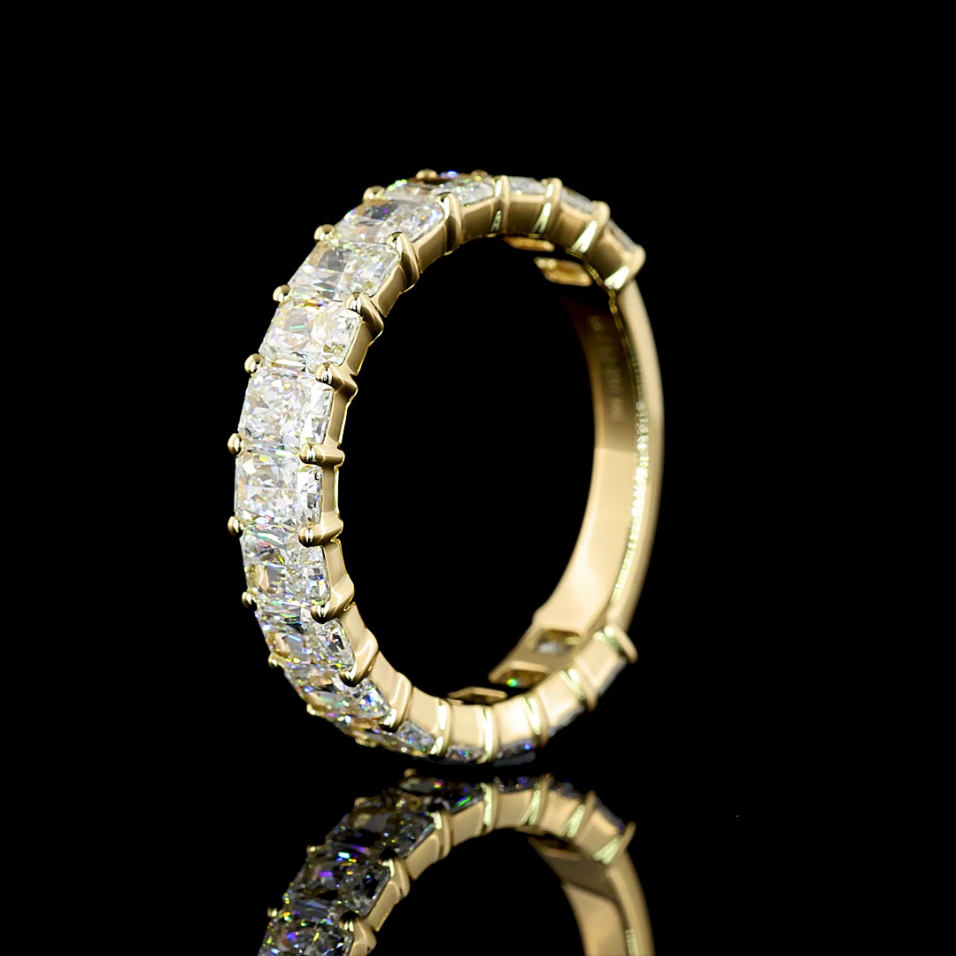 2.99 CTTW Radiant Lab Diamond 3/4 Eternity Band Sz. 6.5 14k Yellow Gold (F Color and VS1 Clarity)