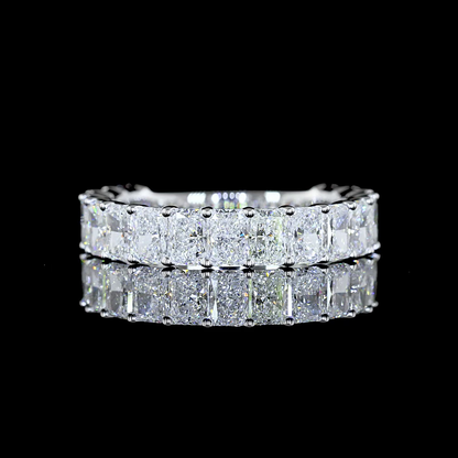 4.08 CTTW Radiant Lab Diamond 3/4 Eternity Band Sz. 6.5 14k White Gold (E Color and VS Clarity)