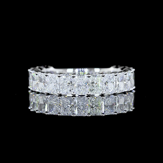4.08 CTTW Radiant Lab Diamond 3/4 Eternity Band Sz. 6.5 14k White Gold (E Color and VS Clarity)