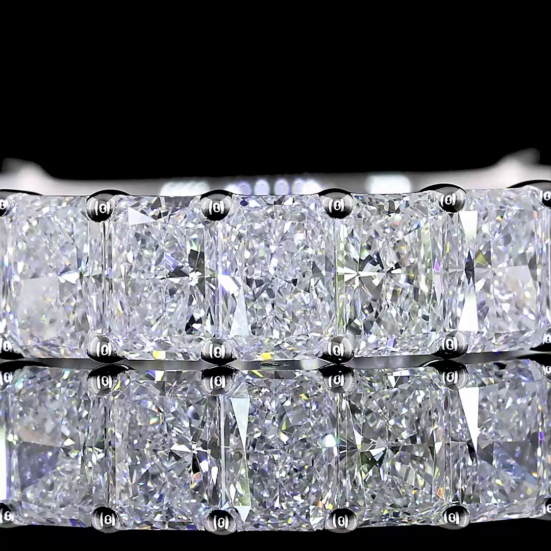 4.08 CTTW Radiant Lab Diamond 3/4 Eternity Band Sz. 6.5 14k White Gold (E Color and VS Clarity)