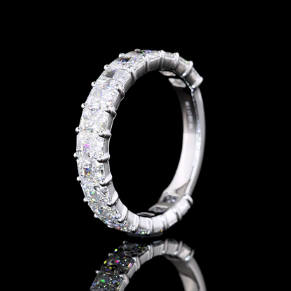 4.08 CTTW Radiant Lab Diamond 3/4 Eternity Band Sz. 6.5 14k White Gold (E Color and VS Clarity)