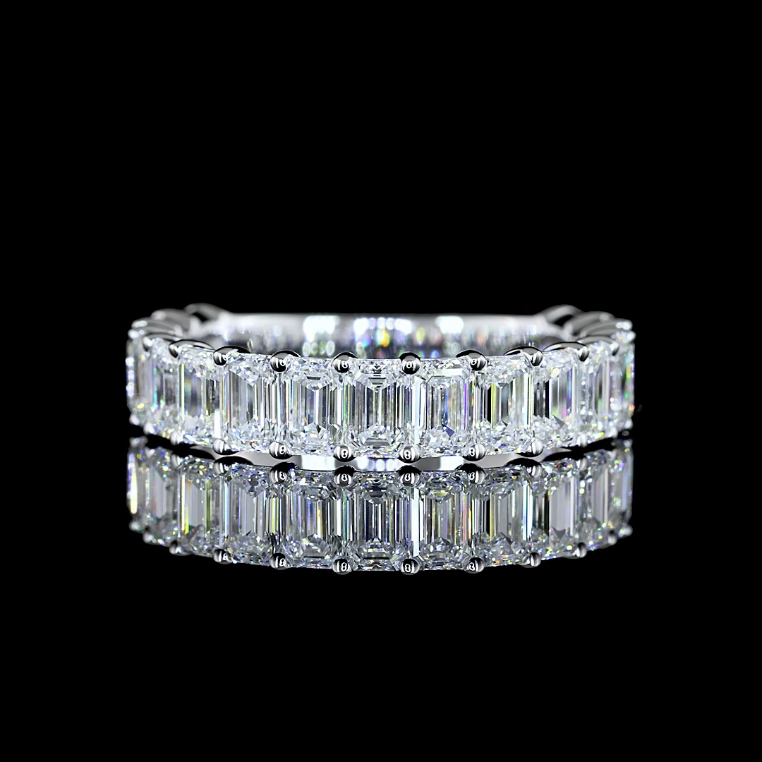 3.04 CTTW Emerald Lab Diamond 3/4 Eternity Band Sz. 6.5 14k White Gold E Color and VS Clarity jewelry-spot-usa