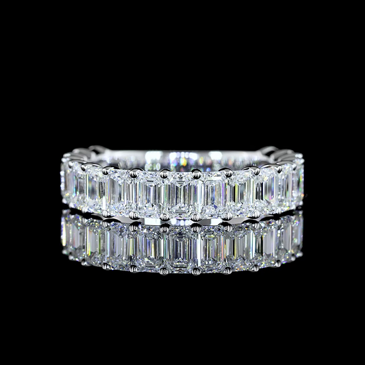 3.04 CTTW Emerald Lab Diamond 3/4 Eternity Band Sz. 6.5 14k White Gold (E Color and VS Clarity)
