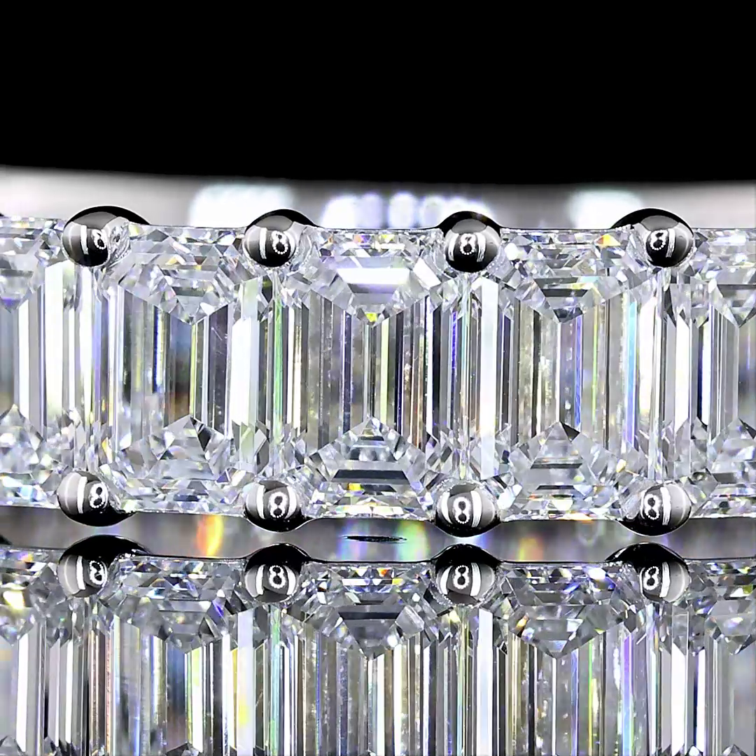 3.04 CTTW Emerald Lab Diamond 3/4 Eternity Band Sz. 6.5 14k White Gold E Color and VS Clarity jewelry-spot-usa