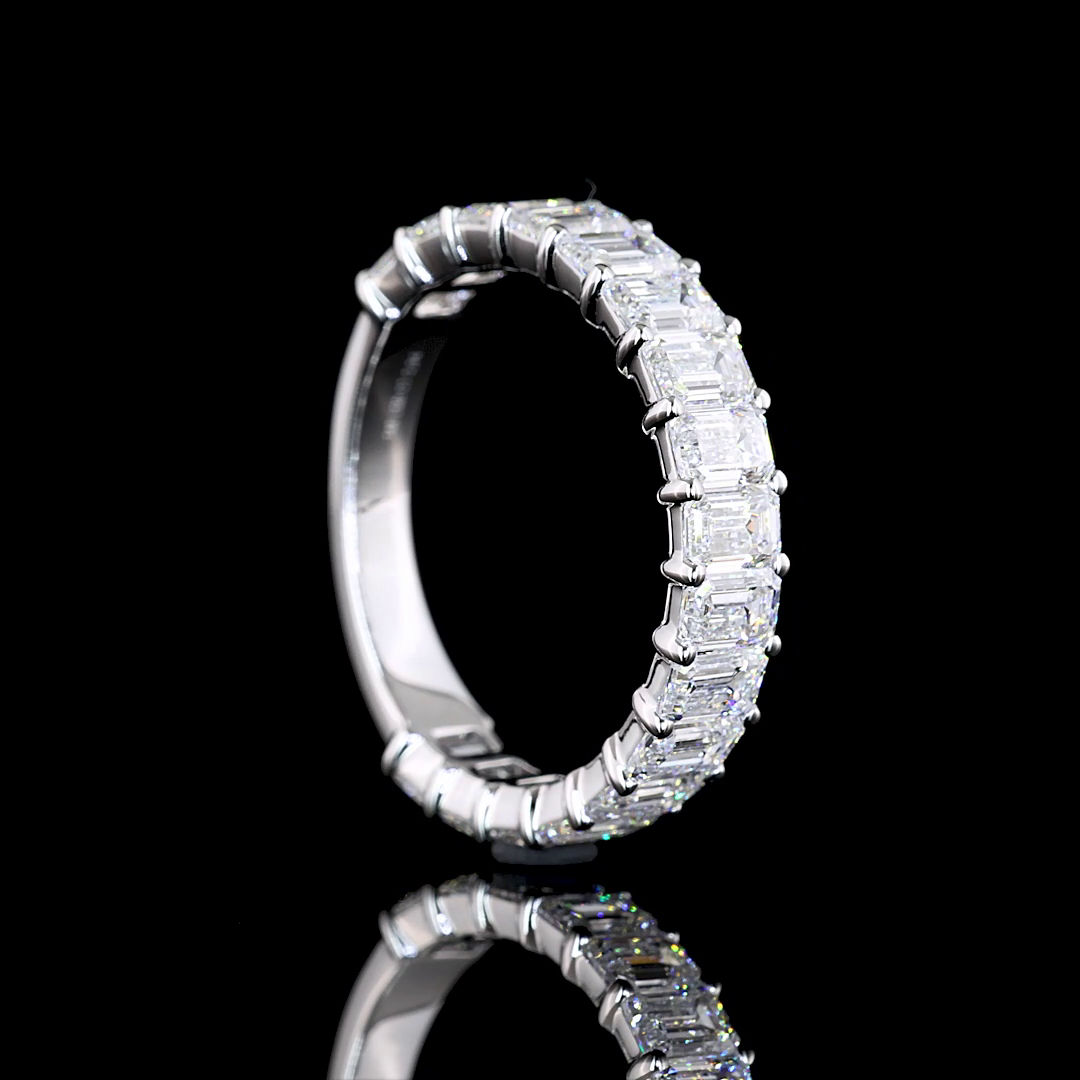 3.04 CTTW Emerald Lab Diamond 3/4 Eternity Band Sz. 6.5 14k White Gold E Color and VS Clarity jewelry-spot-usa