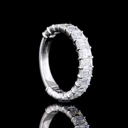 3.04 CTTW Emerald Lab Diamond 3/4 Eternity Band Sz. 6.5 14k White Gold E Color and VS Clarity jewelry-spot-usa