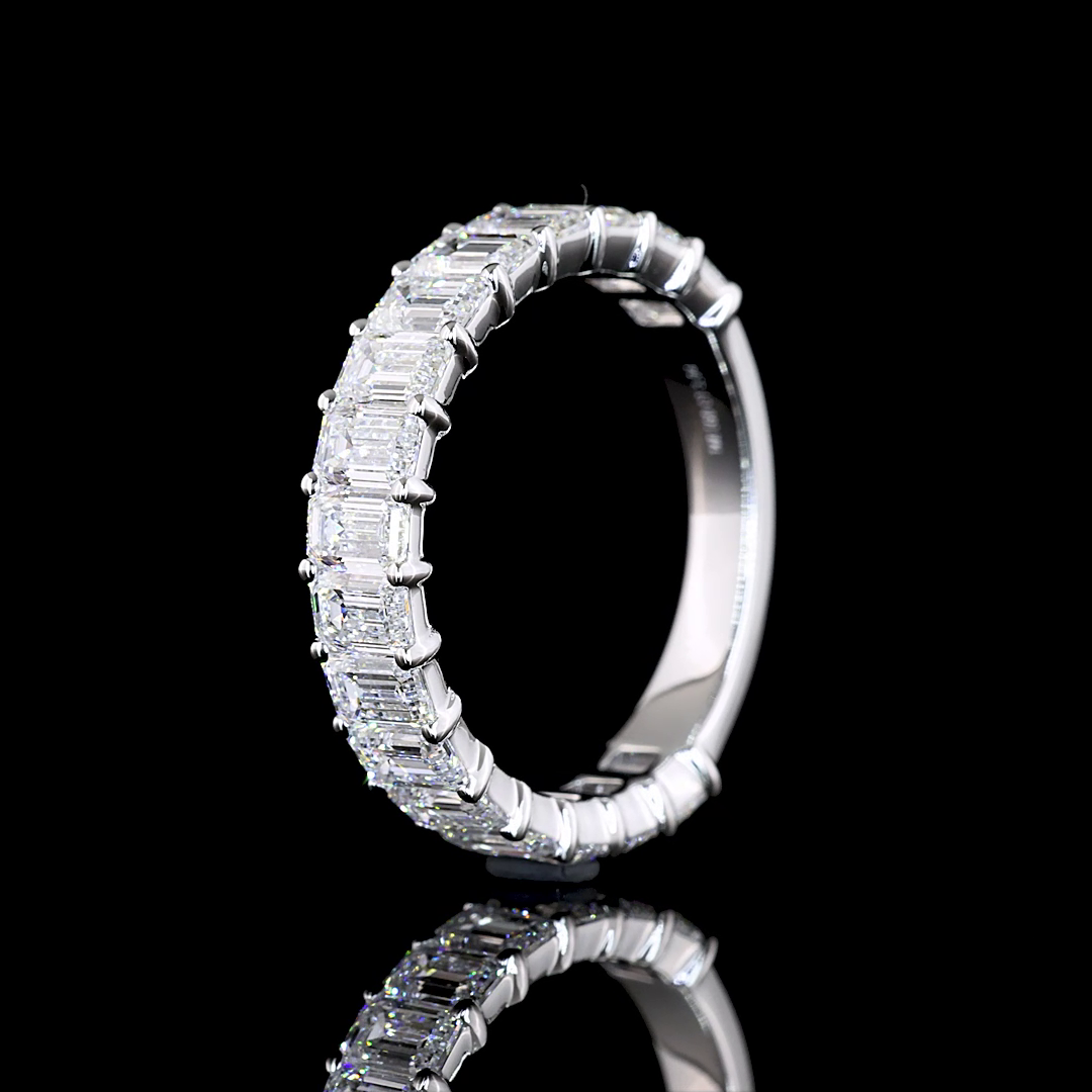 3.04 CTTW Emerald Lab Diamond 3/4 Eternity Band Sz. 6.5 14k White Gold E Color and VS Clarity jewelry-spot-usa