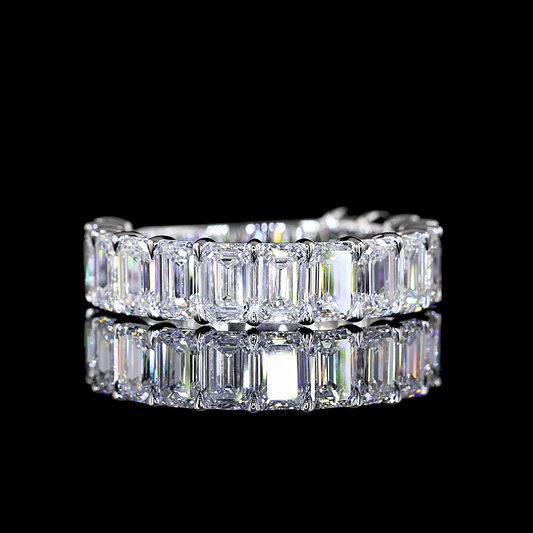 4.12 CTTW Emerald Lab Diamond 3/4 Eternity Band Sz. 6.5 14k White Gold F Color and VS1 Clarity jewelry-spot-usa