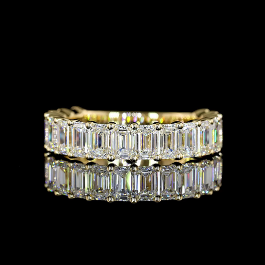 3.10 CTTW Emerald Lab Diamond 3/4 Eternity Band Sz. 6.5 14k Yellow Gold (E Color and VS Clarity)
