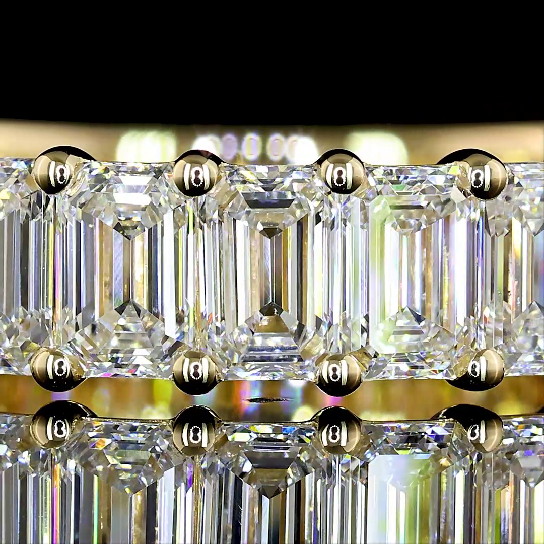 3.10 CTTW Emerald Lab Diamond 3/4 Eternity Band Sz. 6.5 14k Yellow Gold E Color and VS Clarity jewelry-spot-usa
