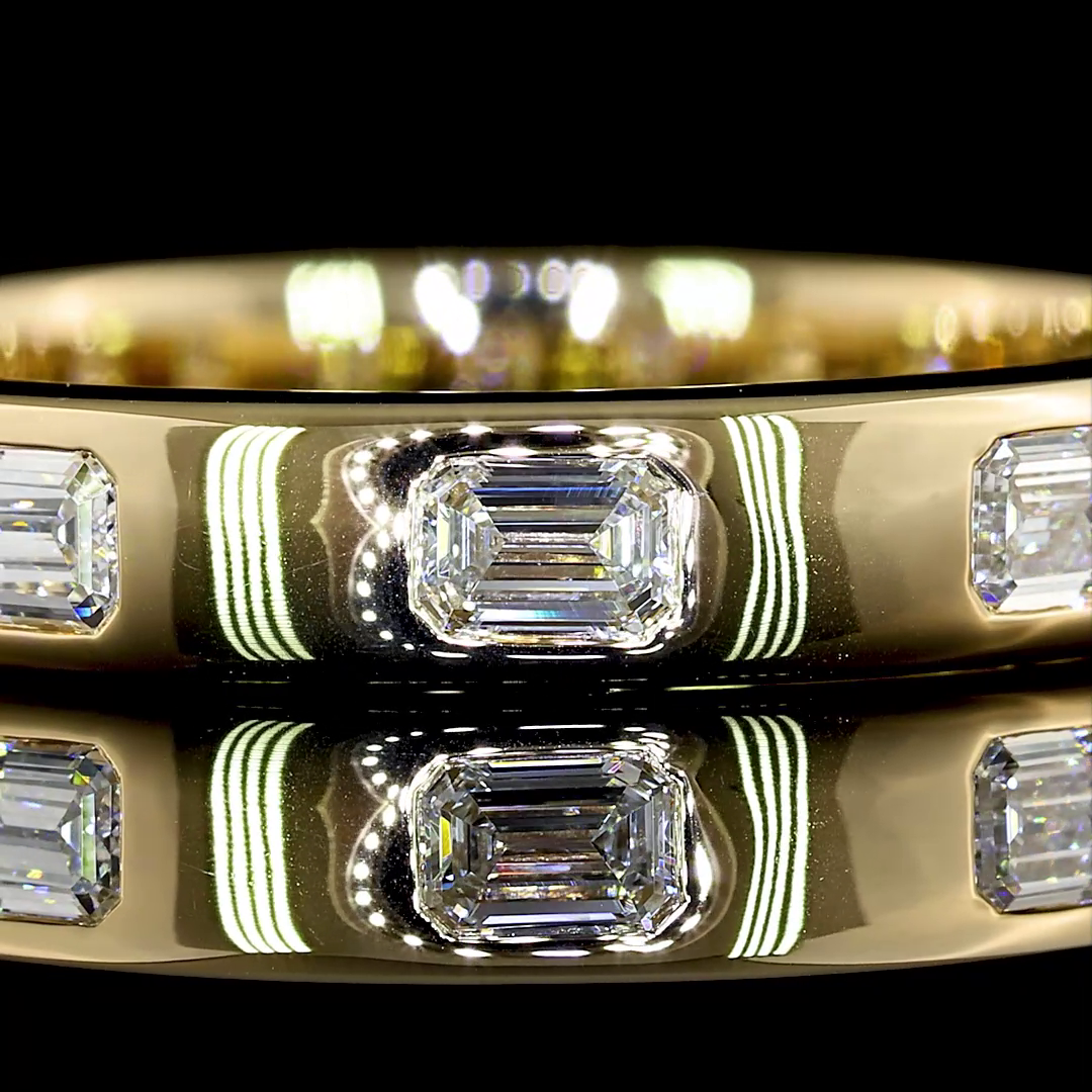 0.66 CTTW Emerald Lab Diamond Full Eternity Sz. 6.5 14k Yellow Gold (E Color and VS1 Clarity)