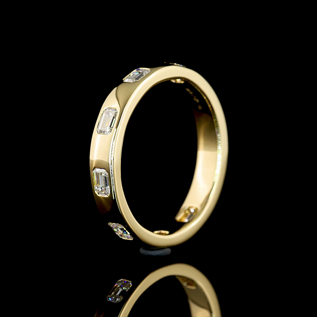 0.66 CTTW Emerald Lab Diamond Full Eternity Sz. 6.5 14k Yellow Gold (E Color and VS1 Clarity)