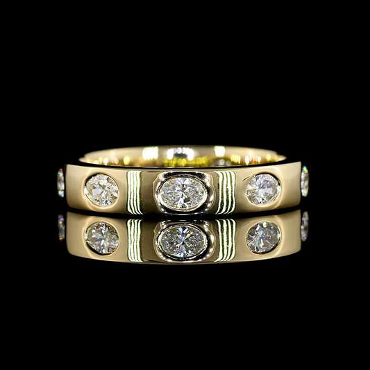0.69 CTTW Oval Lab Diamond Full Eternity Sz. 6.5 14k Yellow Gold (E Color and VS Clarity)
