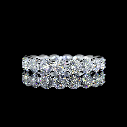 3.11 CTTW Round Lab Diamond Full Eternity Sz. 6.5 14k White Gold (E Color and VS Clarity)