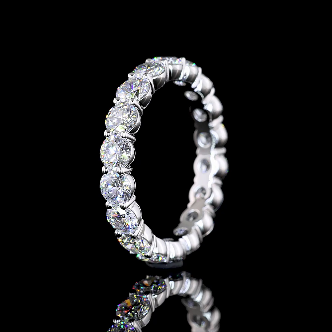 3.11 CTTW Round Lab Diamond Full Eternity Sz. 6.5 14k White Gold (E Color and VS Clarity)