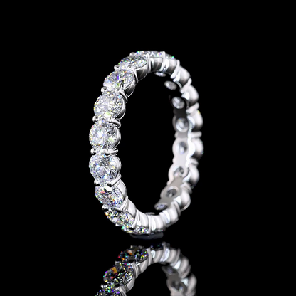 3.11 CTTW Round Lab Diamond Full Eternity Sz. 6.5 14k White Gold (E Color and VS Clarity)