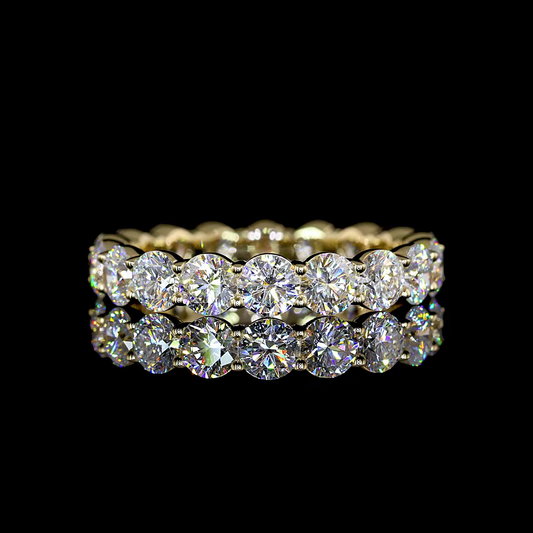 3.15 CTTW Round Lab Diamond Full Eternity Sz. 6.5 14k Yellow Gold E Color and VS Clarity jewelry-spot-usa