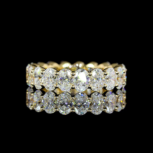4.22 CTTW Oval Lab Diamond Full Eternity Sz. 6.5 14k Yellow Gold E Color and VS Clarity jewelry-spot-usa