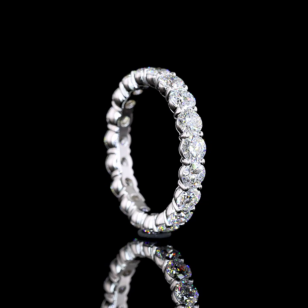 2.23 CTTW Round Lab Diamond Full Eternity Sz. 4.75 14k White Gold (E Color and VS Clarity)