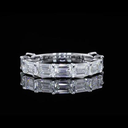 3.08 CTTW Emerald Lab Diamond Half Eternity Eternity Band (F Color and VVS2 Clarity)