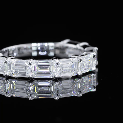 3.08 CTTW Emerald Lab Diamond Half Eternity Eternity Band (F Color and VVS2 Clarity)