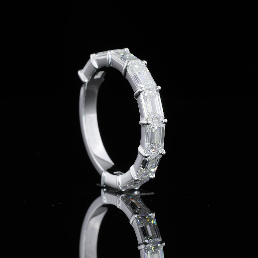 3.08 CTTW Emerald Lab Diamond Half Eternity Eternity Band (F Color and VVS2 Clarity)
