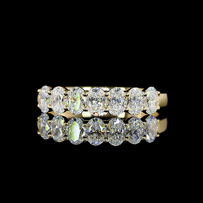 0.92 CTTW Oval Lab Diamond 7 Stones Eternity Band Sz. 7 14k Yellow Gold E Color and VS Clarity jewelry-spot-usa