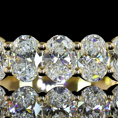 0.92 CTTW Oval Lab Diamond 7 Stones Eternity Band Sz. 7 14k Yellow Gold E Color and VS Clarity jewelry-spot-usa