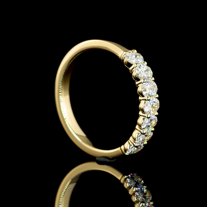 0.92 CTTW Oval Lab Diamond 7 Stones Eternity Band Sz. 7 14k Yellow Gold E Color and VS Clarity jewelry-spot-usa