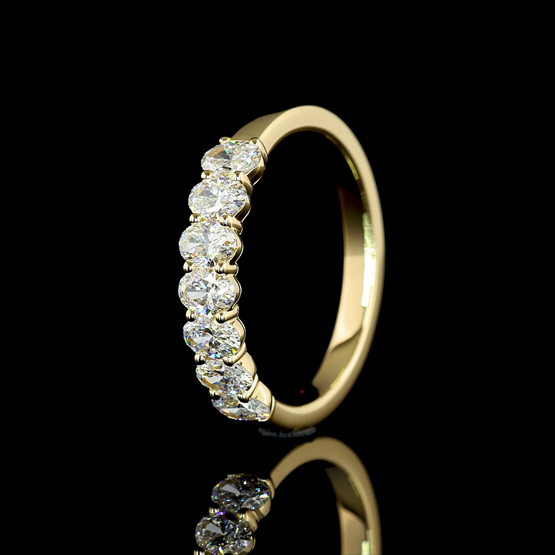 0.92 CTTW Oval Lab Diamond 7 Stones Eternity Band Sz. 7 14k Yellow Gold E Color and VS Clarity jewelry-spot-usa