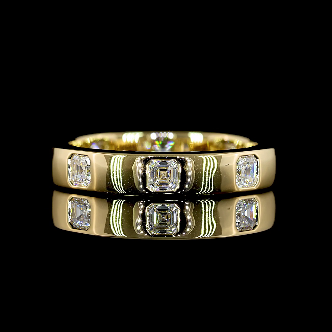 0.83 CTTW Asscher Lab Diamond Full Eternity Sz. 6 14k Yellow Gold E Color and VS Clarity jewelry-spot-usa