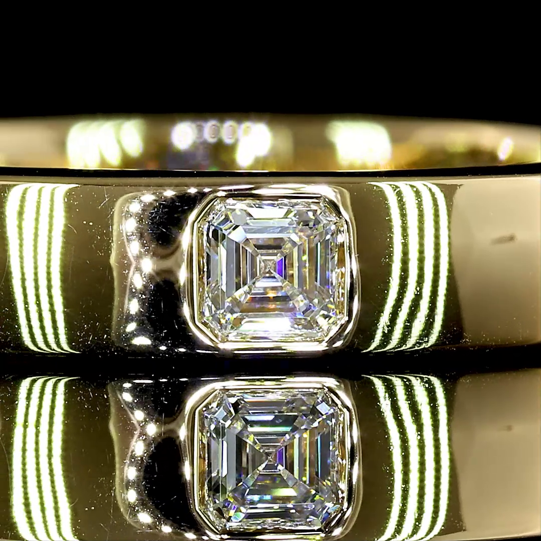 0.83 CTTW Asscher Lab Diamond Full Eternity Sz. 6 14k Yellow Gold E Color and VS Clarity jewelry-spot-usa
